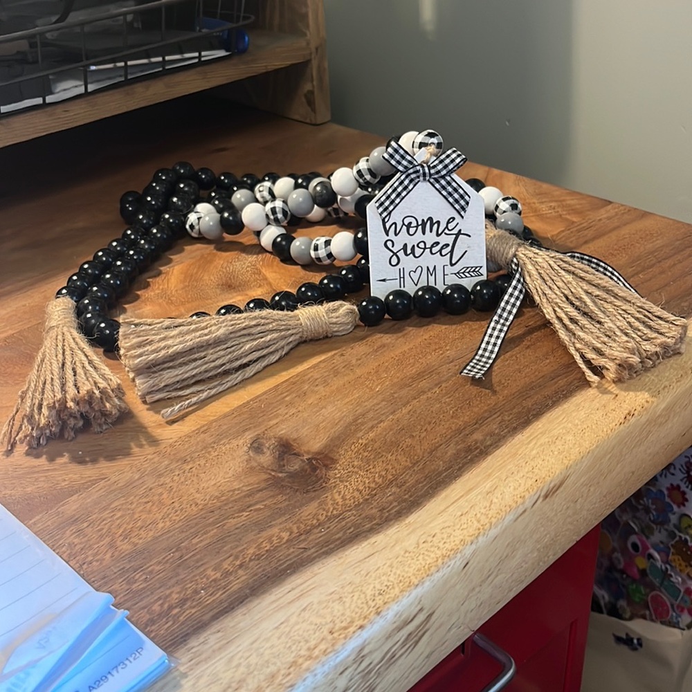 2 Wooden Bead Garland with Tassels